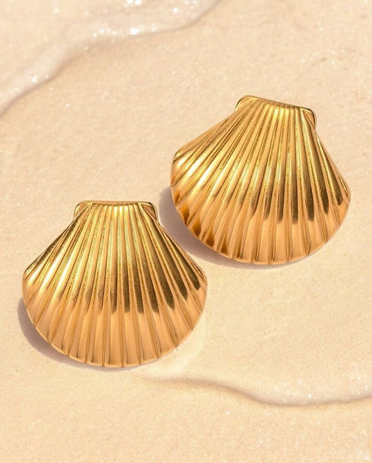 shell stainless steel gold plated earrings