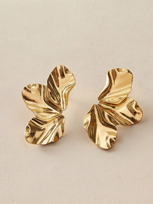 gold half flower earring