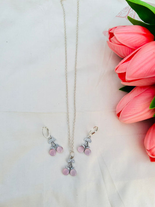 Cherry pendent and earring Combo