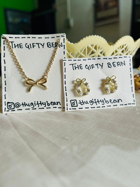 Bow pendent and earring Combo