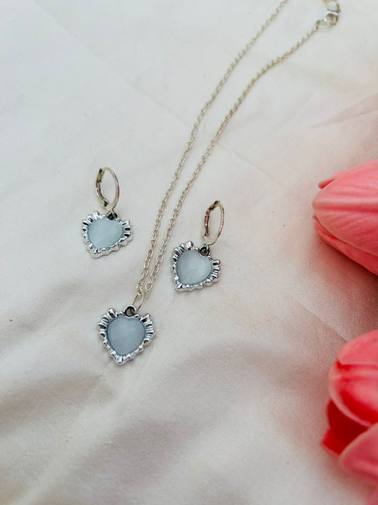 Heart pendent and earring combo