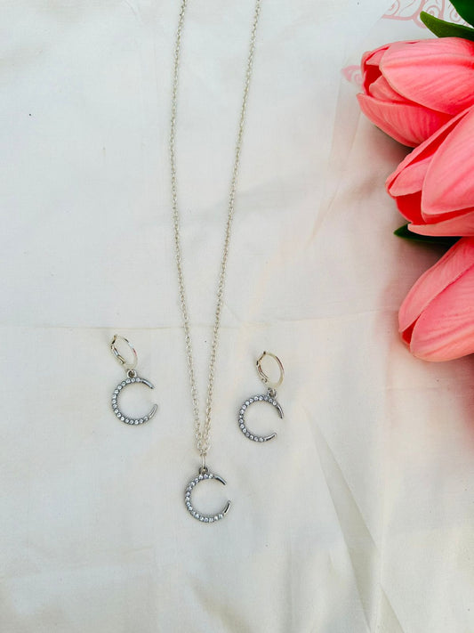Moon pendent and earring Combo